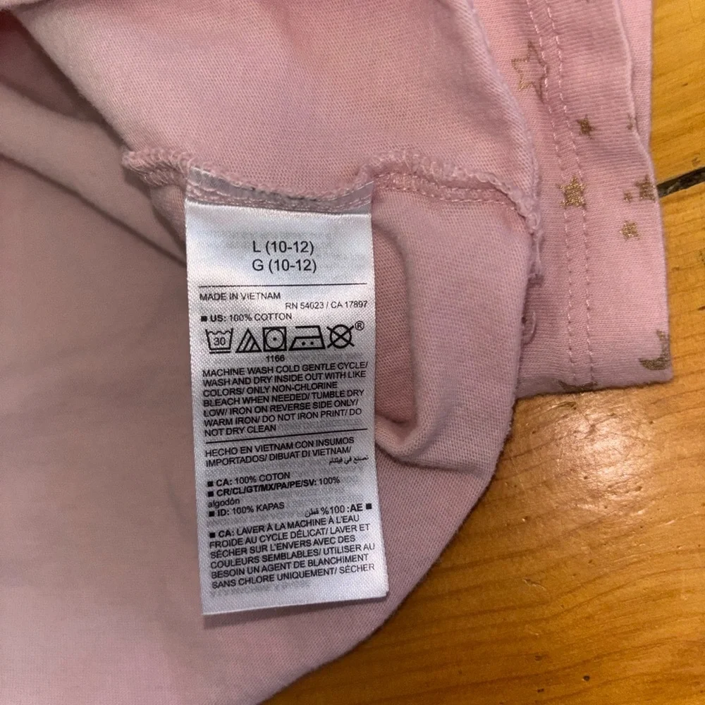 Old Navy Girls Pink Long Sleeve Tee Gold Star Print Size 10